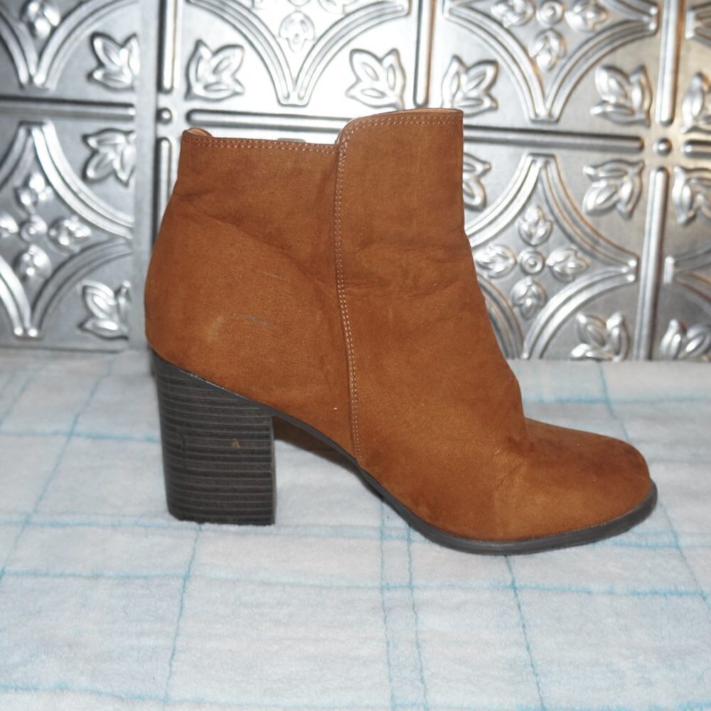ESPRIT "Roberta" Size 8M Brown Faux Suede Zip Up With Tassels Block Boot Heels - Picture 4 of 8
